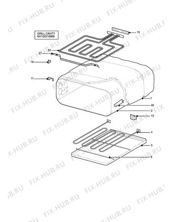 Взрыв-схема плиты (духовки) Zanussi ZCE8020AX - Схема узла H10 Grill cavity assy